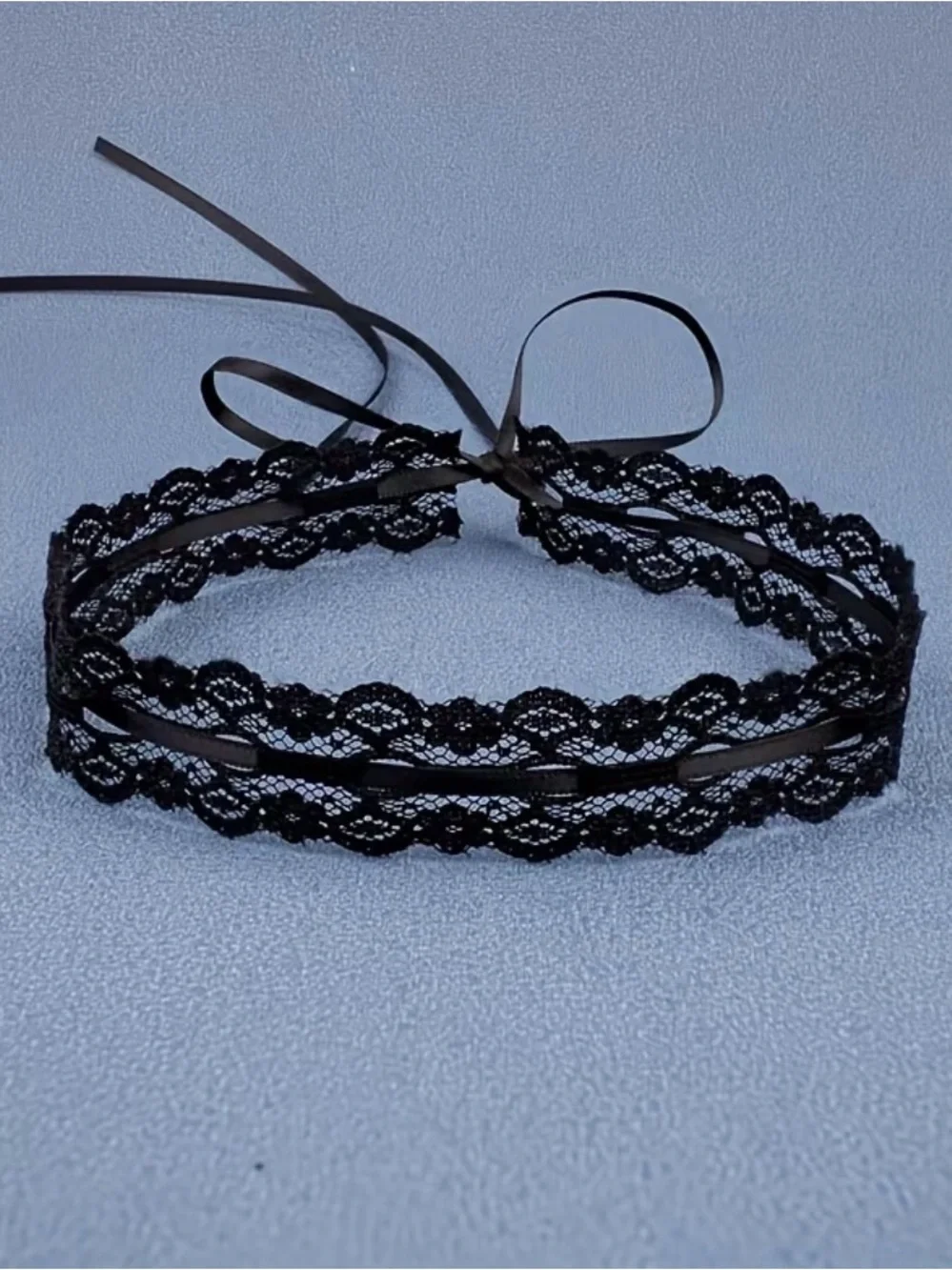 Black Lace Ribbon Hair Choker - Women's Hair Accessory